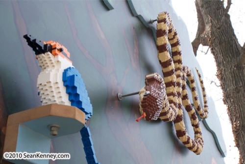 LEGO sculpture Sean Kenney bird micronesian kingfisher philadephila philly zoo creatures of habitat
