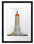 Frames and prints of Empire State Building.  Art with LEGO bricks.  Sean Kenney
