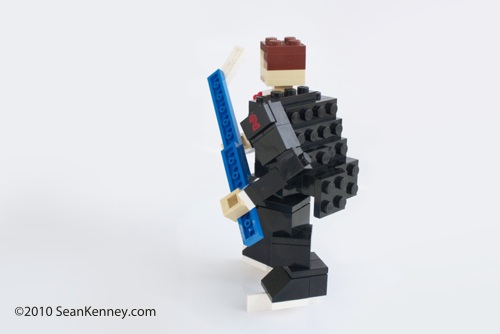 Hockey player LEGO sculpture by Sean Kenney