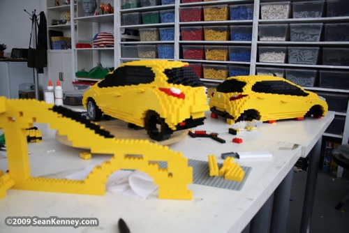 Behind the scenes LEGO art Mazda car sculpture Sean Kenney 