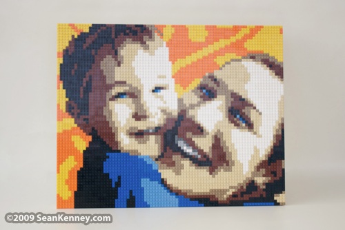LEGO portrait mother mom and son : by Sean Kenney