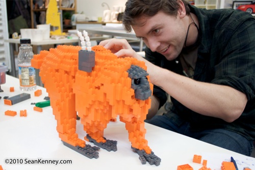 LEGO sculpture Sean Kenney golden lion tamarins monkey monkeys philadephila philly zoo creatures of habitat