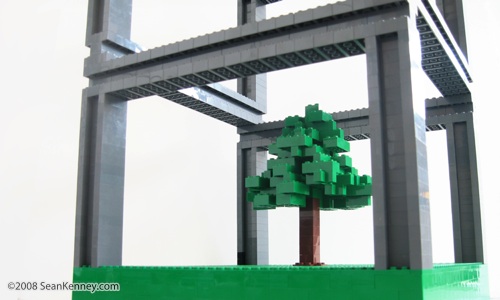 Tree and I-beams.  Art with LEGO bricks by Sean Kenney