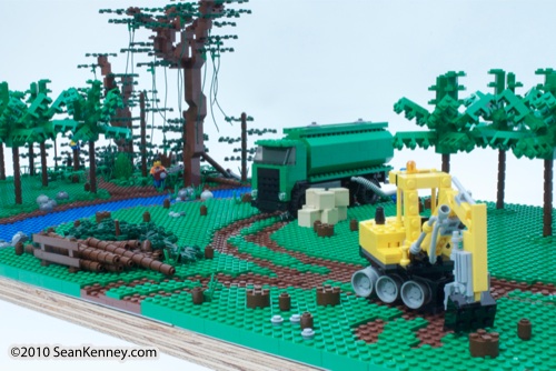 LEGO sculpture Sean Kenney borneo rainforest destruction deforestation logging palm oil philadephila philly zoo creatures of habitat