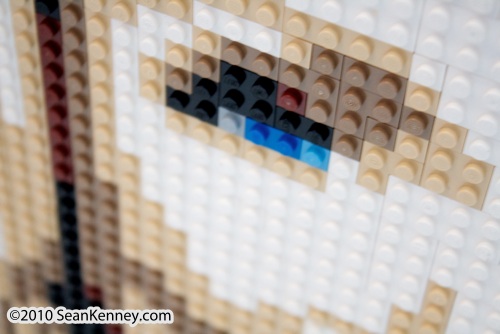 Portrait of Kelly Ripa with LEGO bricks by artist Sean Kenney