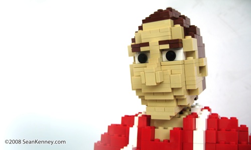 Two short orders: Sculpture created with LEGO bricks by artist Sean Kenney