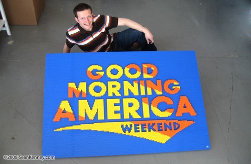 LEGO artist Sean Kenney with his Good Morning America logo
