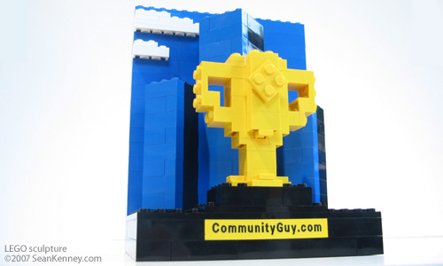 Miniature trophy for Community Guy contest winner
