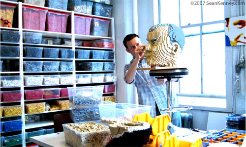 Sean builds at his LEGO studio in New York